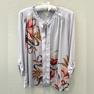 ANTHROPOLOGIE | Meadow Rue Evella Girly Lavender Purple Floral Blouse | Medium